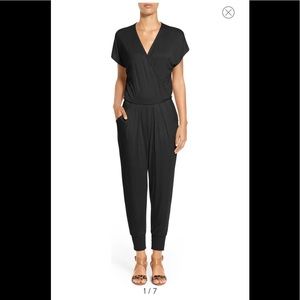 Loveappella jersey knit jumpsuit.